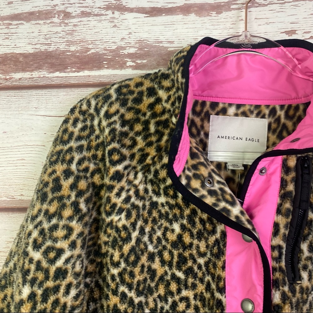 American Eagle Leopard Fleece Jacket - Picture 3 of 13